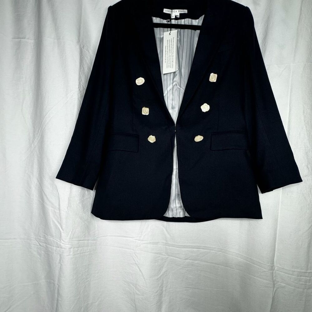 NWT Veronica Beard Bexley Dickey Jacket Navy Button Front Size 8 MSRP $598